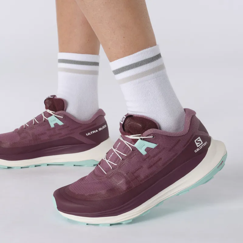 Salomon Ultra Glide Women's Trail Running Shoe in Tulipwood/White/Tanager Turquoise-6